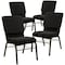 Flash Furniture 18.5"W Black Dot Fabric Church Chair w/Book Rack, 4PK 4-XU-CH-60096-BK-BAS-GG - alternate 1